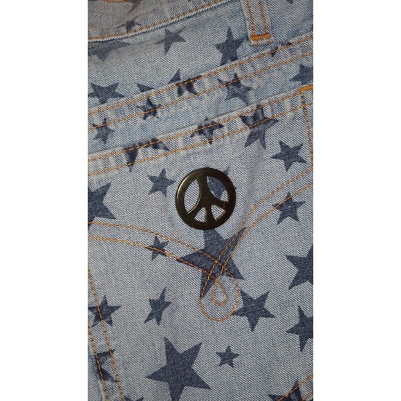 1990s-Y2K MOSCHINO JEANS STARS Cotton Denim Pants Peace Sign Back Pocket. XS - Picture 8 of 10